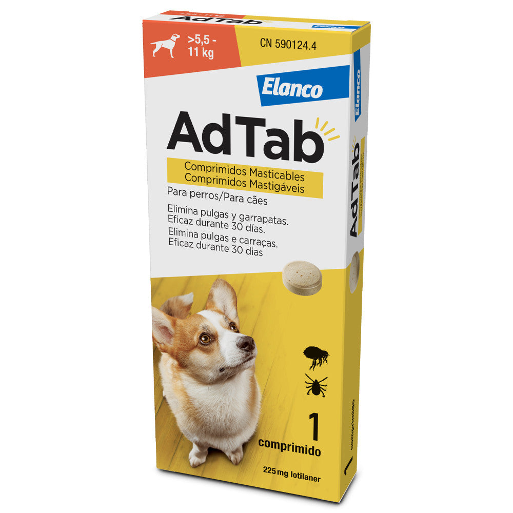Comprimido Mastigável Contra Pulgas e Carraças de 5.5kg a 11kg