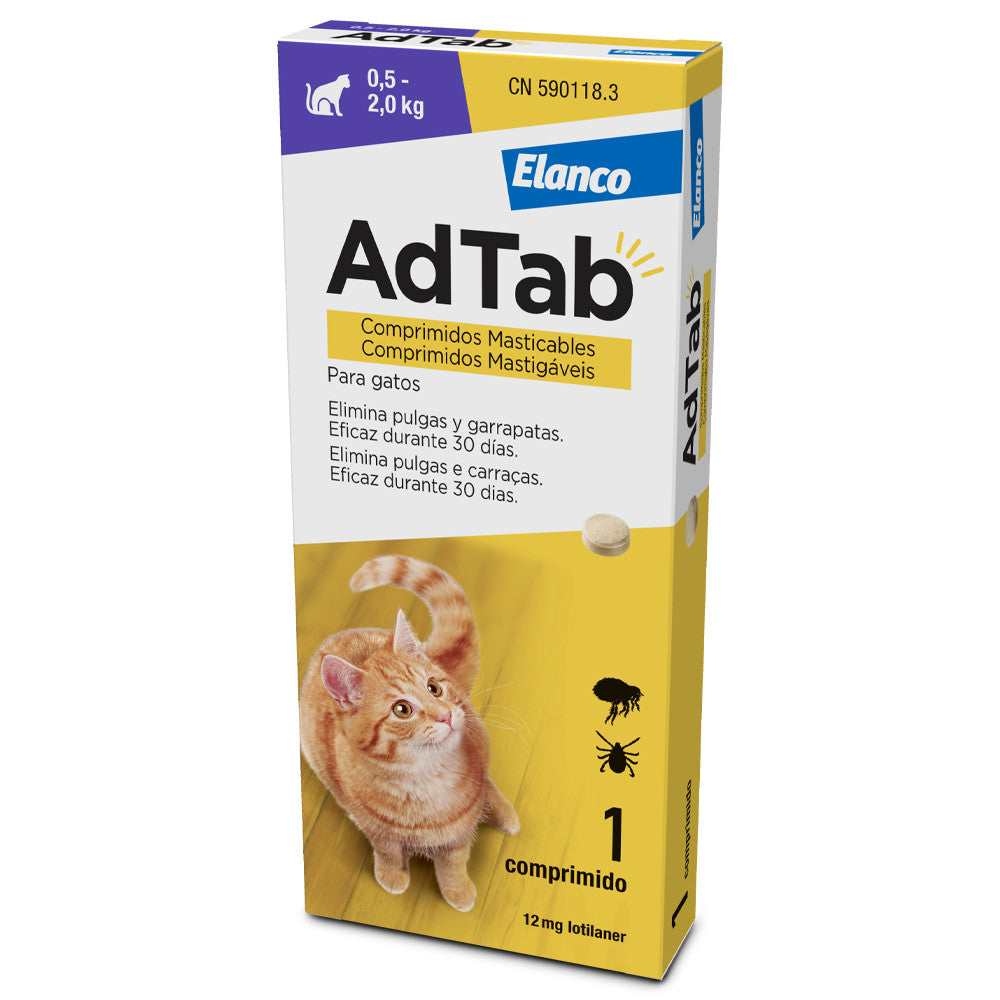 Comprimido Mastigável Contra Pulgas e Carraças de O.5kg a 2kg - AdTab